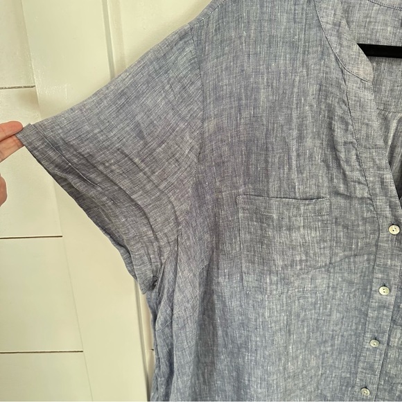 J JILL Love Linen 4X Sheath woman blue button short sleeve midi dress lagenlook - Picture 4 of 12